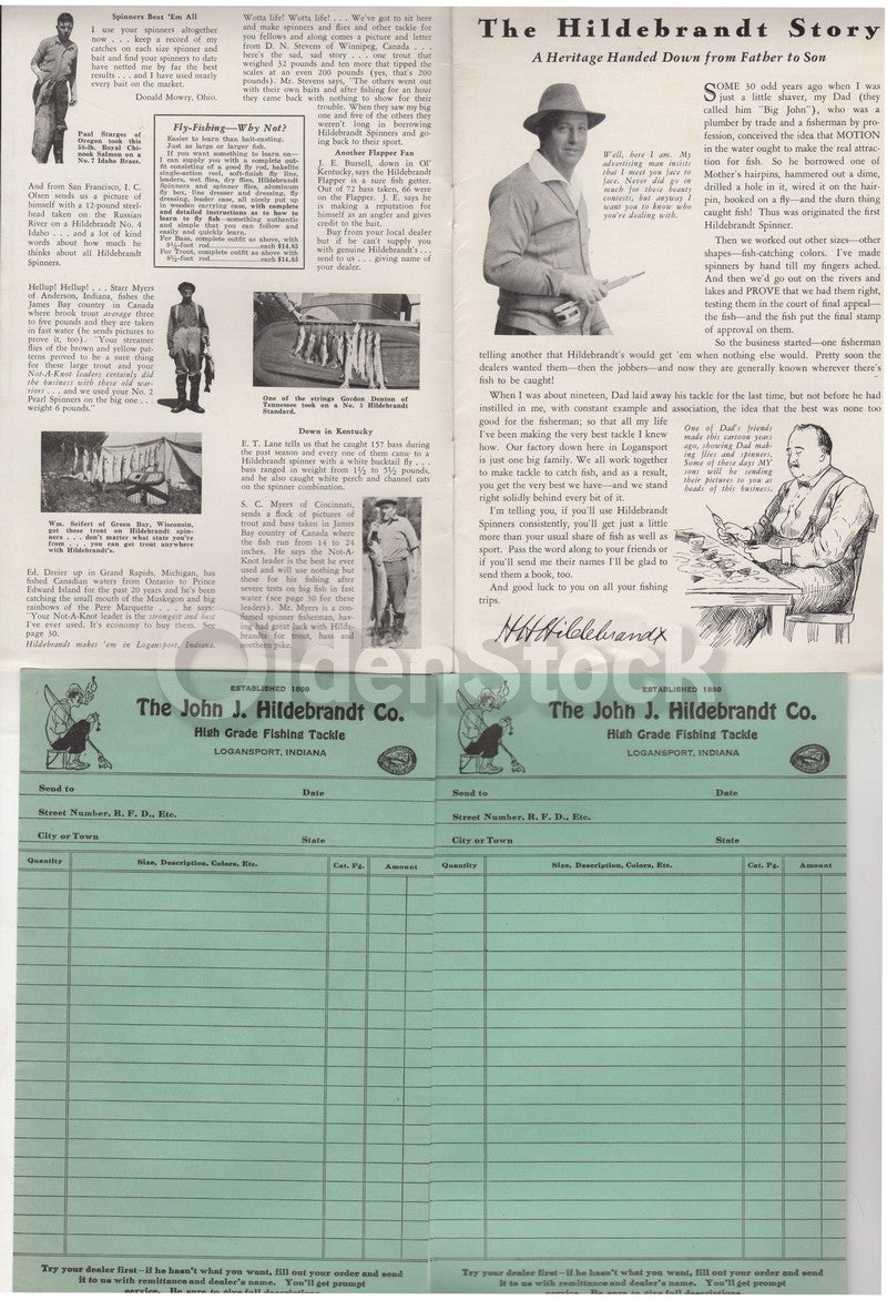 Hildebrandt Fishing Lures Logansport Indiana Vintage Fly Fishing Catalog Letter