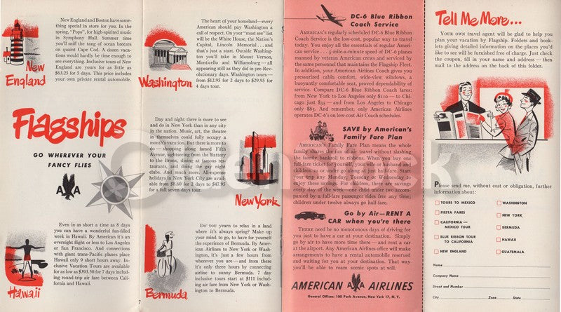 American Airlines Mexico California Vacations Vintage Advertising Brochure