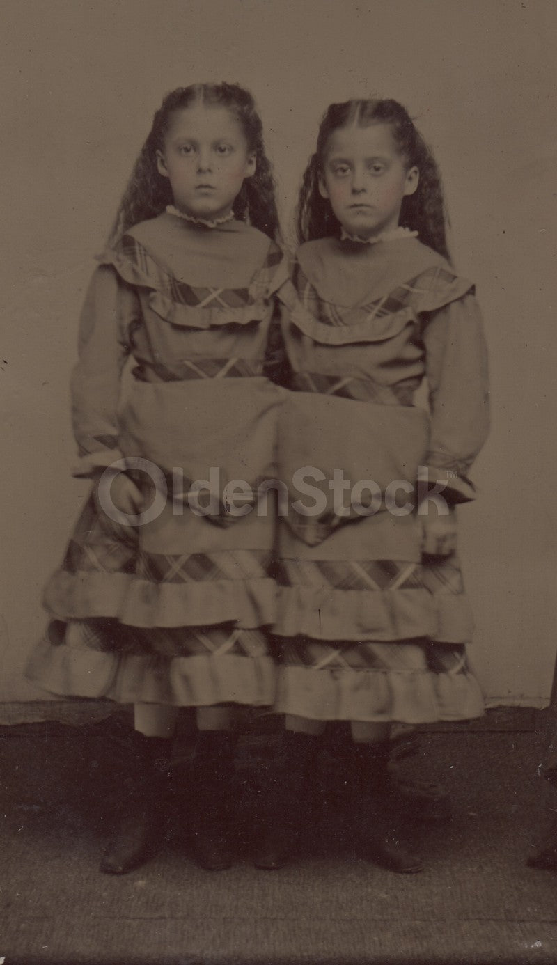 Conjoined Twins in Fine Joined Dress Exquisite Antique Tintype Photo