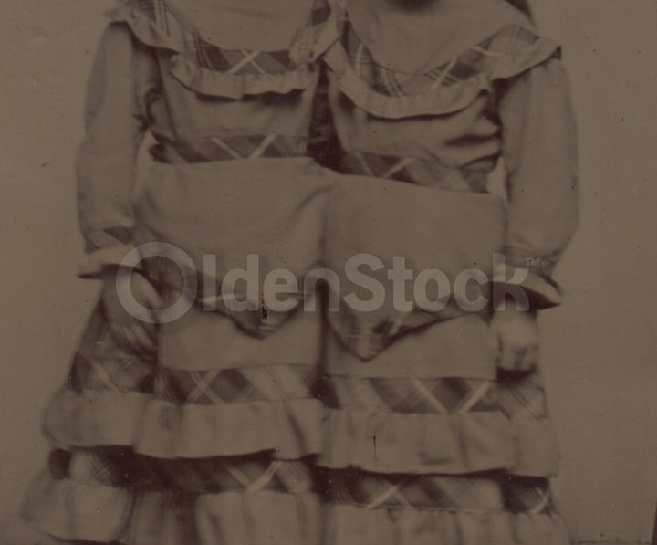 Conjoined Twins in Fine Joined Dress Exquisite Antique Tintype Photo