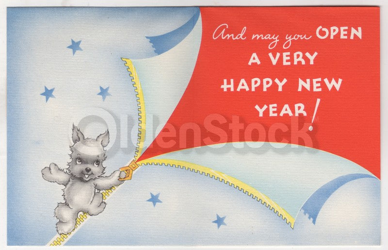 Zippy Scottie Dog Cute Vintage Christmas Greeting Card
