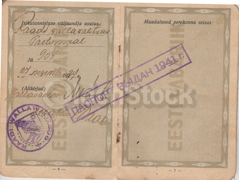 WWI Era Estonian Woman Travel Booklet with Stamps 1915