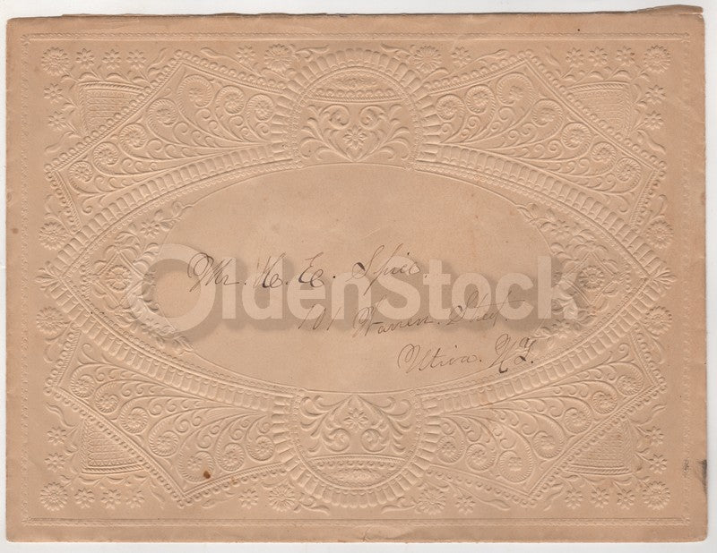 Unusually Large Embossed Victorian Art Postal Mail Cover Utica New York Stamp