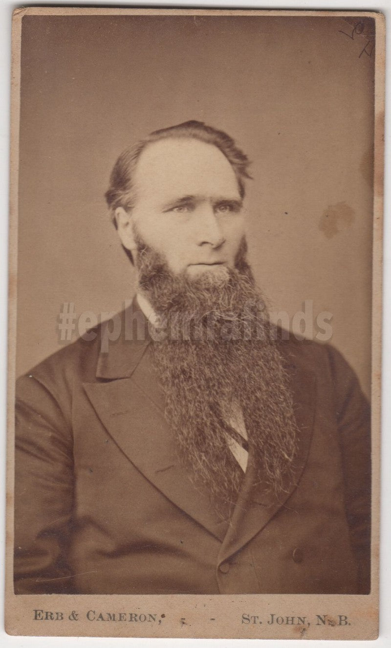 Fantastically Long Beard Canadian NB Man Antique CDV Photo