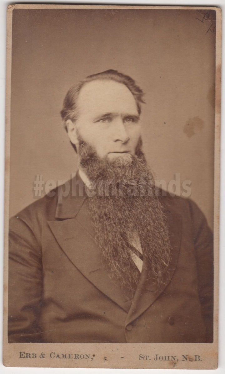 Fantastically Long Beard Canadian NB Man Antique CDV Photo
