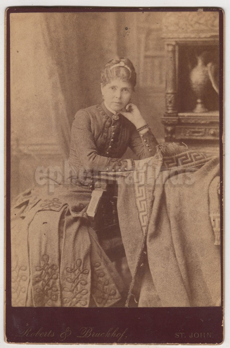 St John Canada Stately Woman with Tiara Jewels ID'd Antique Cabinet Photo