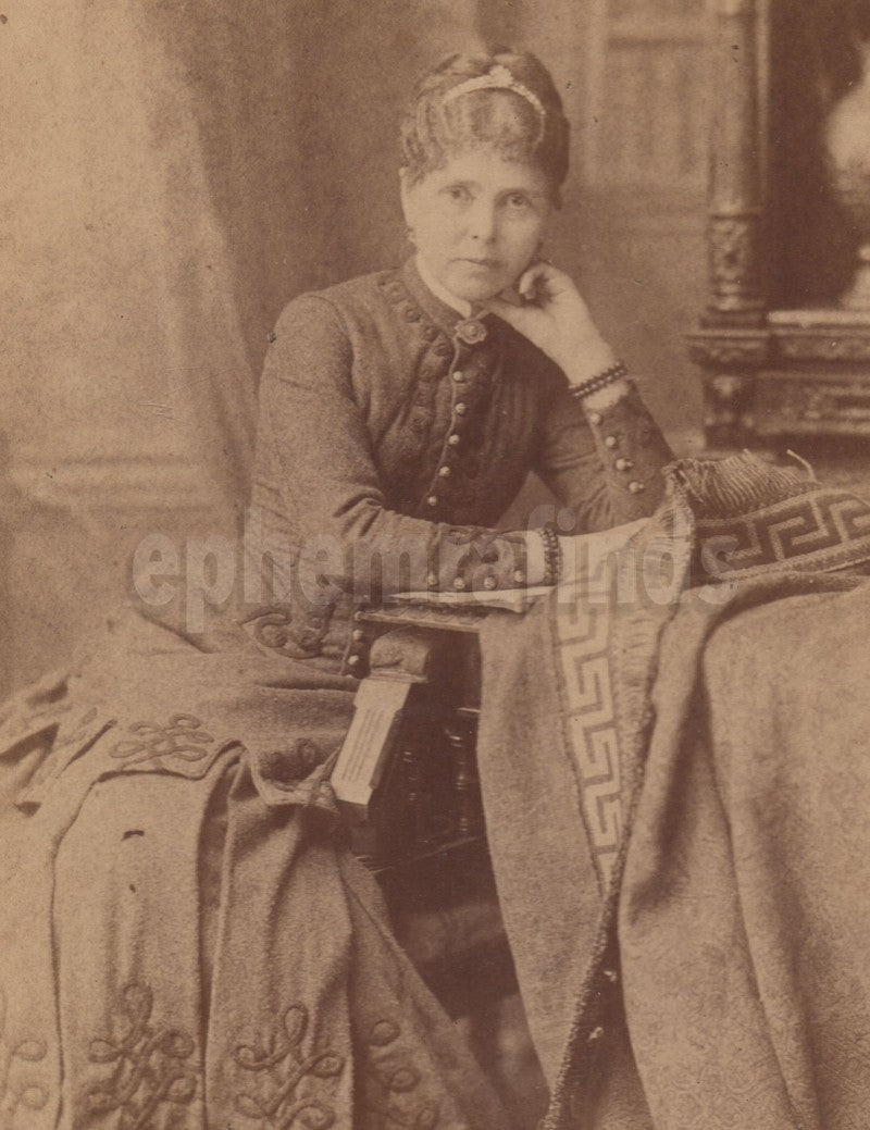 St John Canada Stately Woman with Tiara Jewels ID'd Antique Cabinet Photo