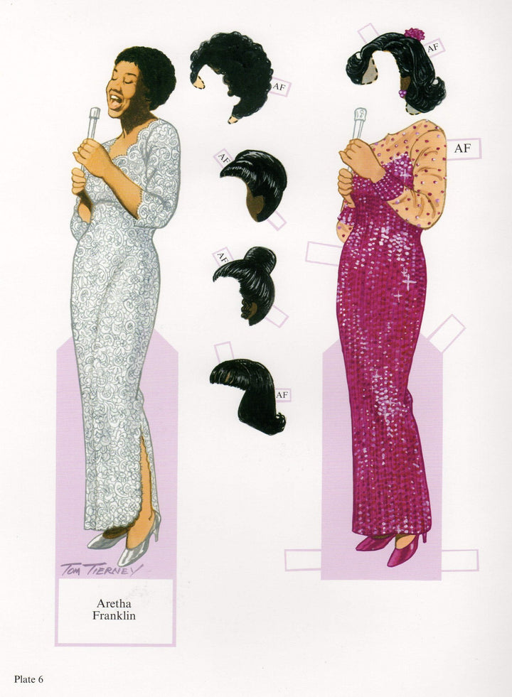 Aretha Franklin Soul Music Legend Illustrated Paper Doll Cut-Out Print