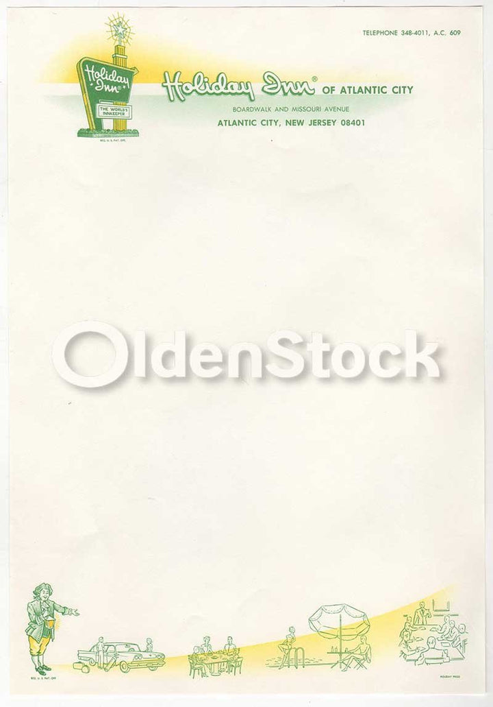 Atlantic City Holiday Inn Hotel Graphic Advertising Stationery Letterhead