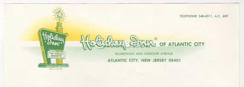 Atlantic City Holiday Inn Hotel Graphic Advertising Stationery Letterhead
