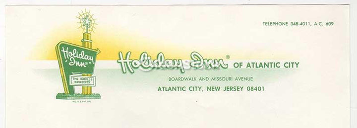 Atlantic City Holiday Inn Hotel Graphic Advertising Stationery Letterhead