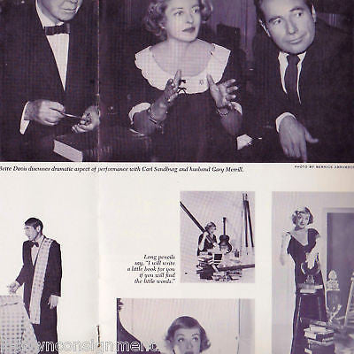 BETTE DAVIS WORLD OF CARL SANDBURG STAGE ACTRESS ORIGINAL THEATER PROGRAM BOOK - K-townConsignments