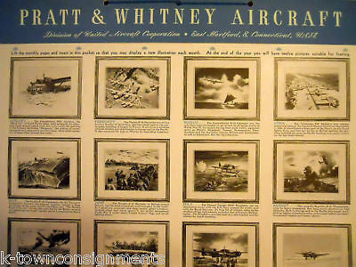 PRATT & WHITNEY WWII MILITARY BOMBER & FIGHTER PLANES VINTAGE POSTER CALENDAR - K-townConsignments