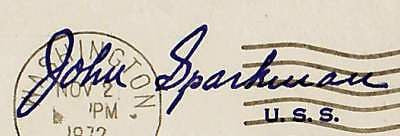 JOHN SPARKMAN SENATE AUTOGRAPH SIGNED POSTAL COVER - K-townConsignments