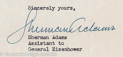 SHERMAN ADAMS EISENHOWER CAMPAIGN AUTOGRAPH SIGNED NOTE - K-townConsignments
