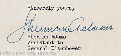 SHERMAN ADAMS EISENHOWER CAMPAIGN AUTOGRAPH SIGNED NOTE - K-townConsignments