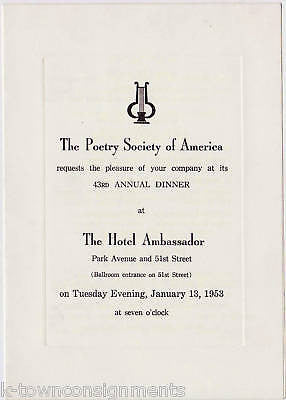 CARL SANDBURG POETRY SOCIETY AMERICA ORIGINAL VINTAGE AWARDS PROGRAM '53 - K-townConsignments