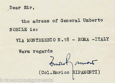 UMBERTO NOBILE ITALIAN SPACE SCIENTIST AUTOGRAPH SIGNED - K-townConsignments
