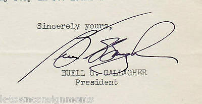 BUELL GALLAGHER CITY COLLEGE AUTOGRAPH SIGNED LETTER - K-townConsignments