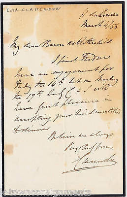 GEORGE VILLIERS EARL CLARENDON AUTOGRAPH SIGNED 1850s - K-townConsignments