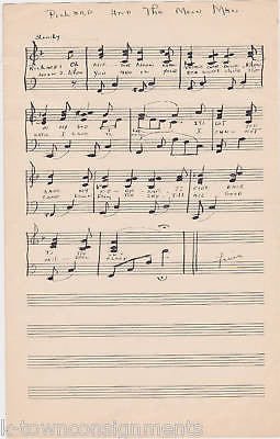 RICHARD & MOON MAN ROBINS HAND-WRITTEN SHEET MUSIC 1910 - K-townConsignments