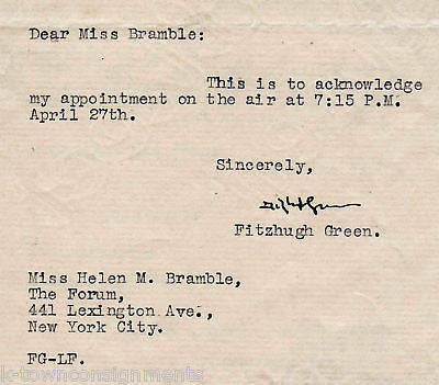 FITZHUGH GREEN NAVY COMMANDER AUTOGRAPH SIGNED LETTER - K-townConsignments