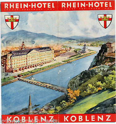 RHEIN HOTEL GERMAN VINTAGE SOUVENIR TRAVEL AD BROCHURE - K-townConsignments