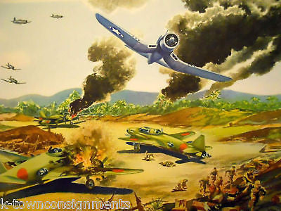 VOUGHT CORSAIR WWII P&W MILITARY AIRCRAFT GRAPHIC ART POSTER PRINT 1946 - K-townConsignments