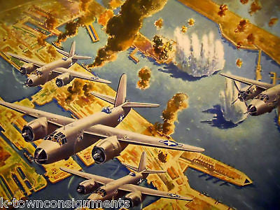WWII BOMBER PLANE LARGE P&W MILITARY AVIATION LITHOGRAPH POSTER PRINT 1946 - K-townConsignments
