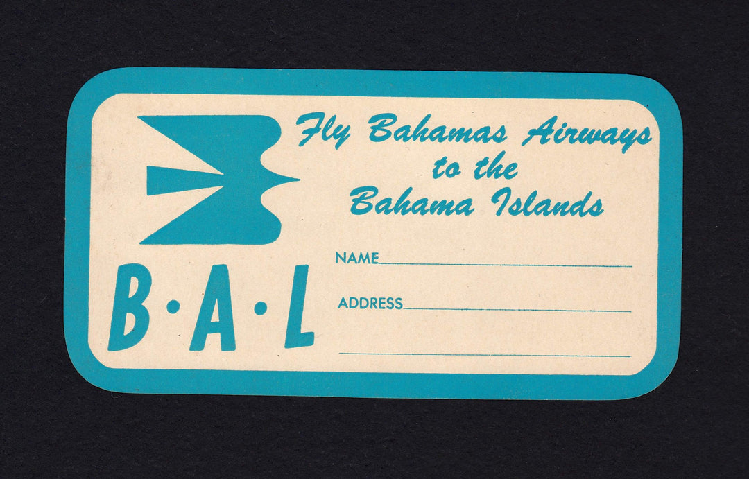 Bahamas Airways BAL Vintage Graphic Advertising Luggage Sticker Decal