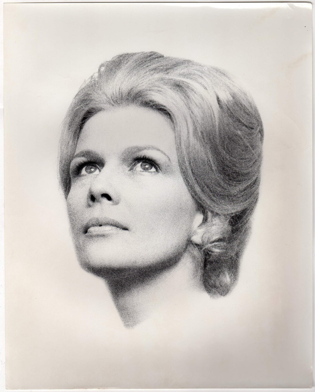 Blonde Woman Up Hairstyle Fashion Model Vintage 1960s Large Format Headshot Photo