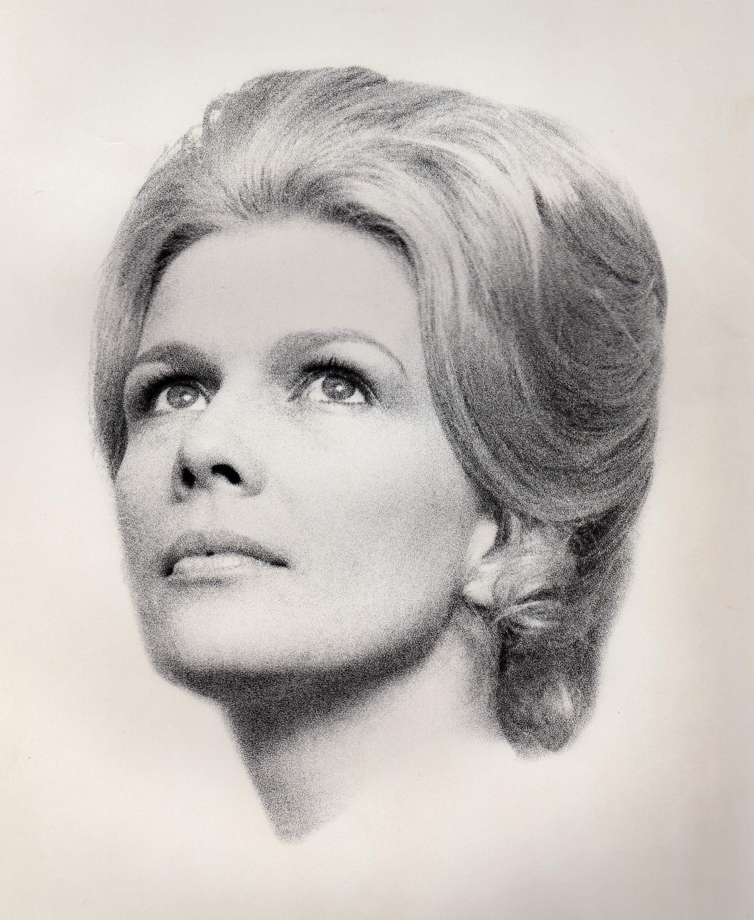 Blonde Woman Up Hairstyle Fashion Model Vintage 1960s Large Format Headshot Photo