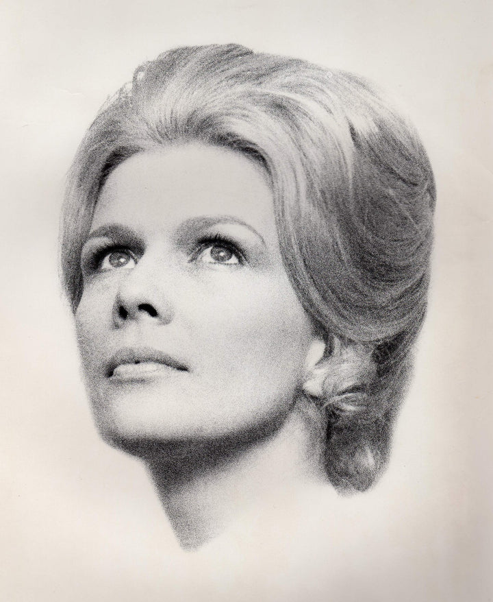 Blonde Woman Up Hairstyle Fashion Model Vintage 1960s Large Format Headshot Photo