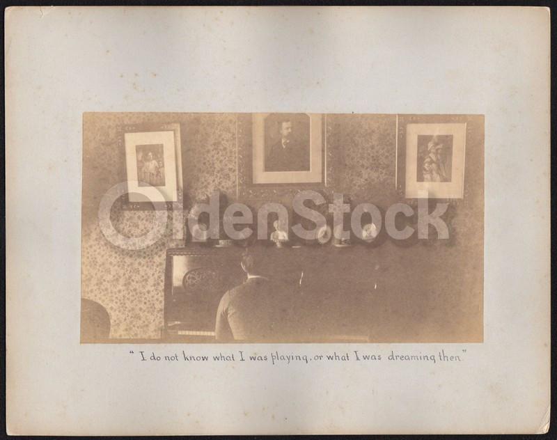Branford Congregational Church CT & Man Playing Piano Fine Antique Victorian Photographs