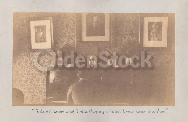 Branford Congregational Church CT & Man Playing Piano Fine Antique Victorian Photographs