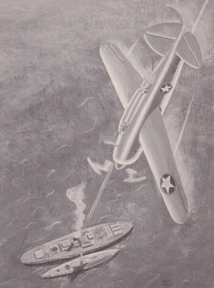 Brewster SB2A-2 Buccaneer Navy Fighter Plane Military Aircraft Vintage WWII Illustration Print 1944