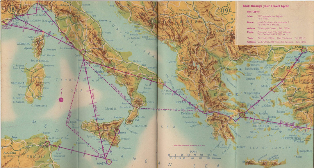 British European Airways BEA Flight Maps Vintage Advertising Travel Brochure