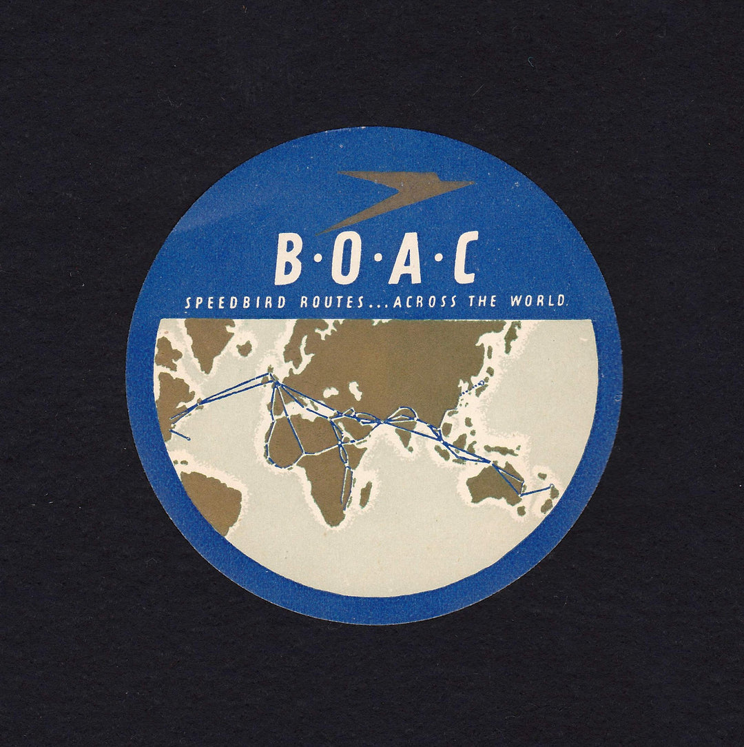 British Overseas Airways Vintage BOAC Speedbird Graphic Advertising Luggage Sticker Decal