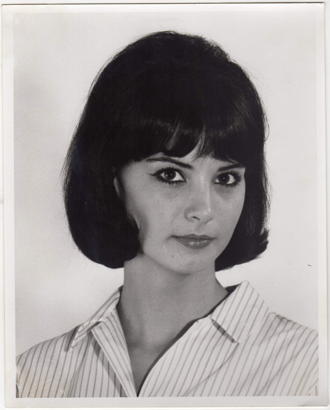 Brunette Model Piercing Eyes Vintage 1960s Headshot Fashion Photograph