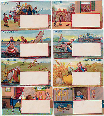 SEASONAL DIE CUT CALENDAR VINTAGE 12 MONTHS GRAPHIC ART VICTORIAN TRADE CARDS - K-townConsignments