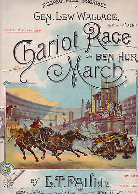 BEN HUR CHARIOT RACE MARCH VINTAGE SHEET MUSIC 1894 - K-townConsignments