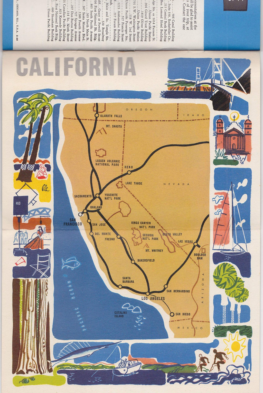 California Vacations Union Pacific Railroad Vintage Graphic Advertising Travel Booklet