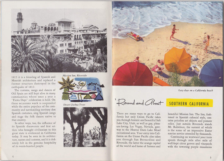 California Vacations Union Pacific Railroad Vintage Graphic Advertising Travel Booklet