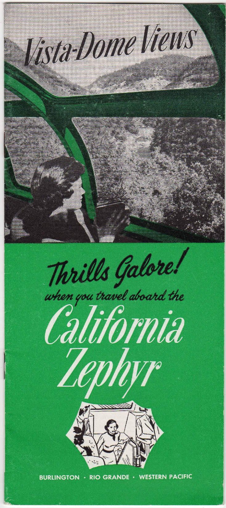 California Zephyr Vista Dome Railroad Train Vintage Graphic Illustrated Travel Booklet Brochure