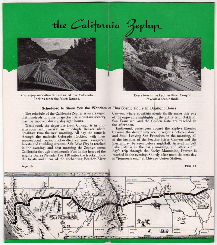 California Zephyr Vista Dome Railroad Train Vintage Graphic Illustrated Travel Booklet Brochure