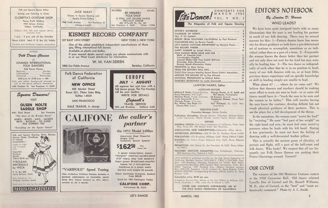 Cascarone Ball California Dance Vintage Let's Dance Folk & Square Dancing Magazine 1952