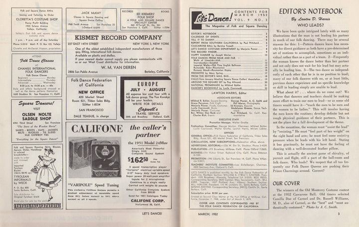 Cascarone Ball California Dance Vintage Let's Dance Folk & Square Dancing Magazine 1952