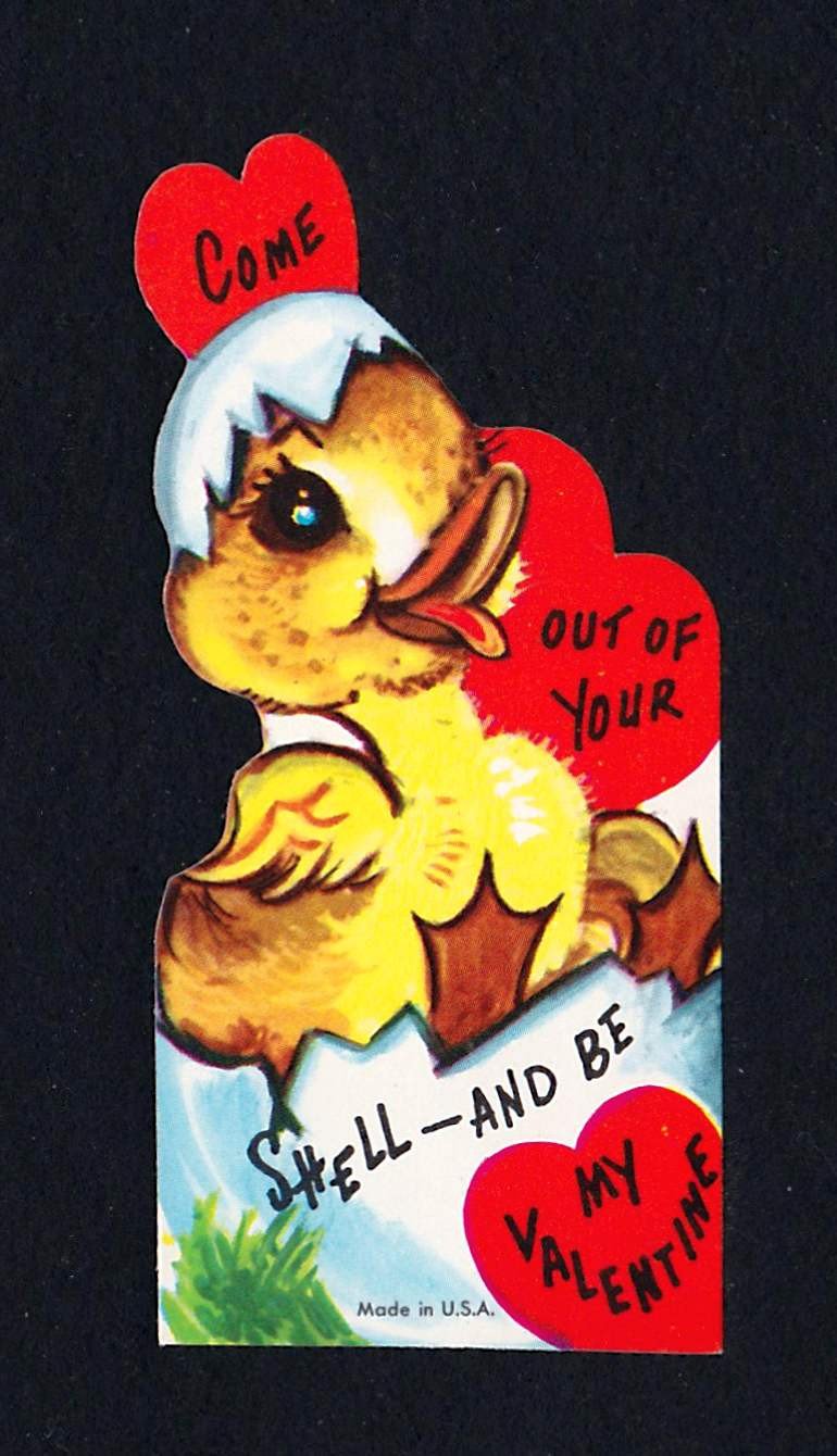 Come Out Of Your Shell LIttle Duckey Vintage Valentine's Day Greeting Card