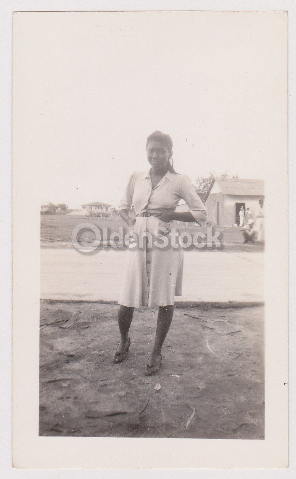 Cute Panamanian Woman in Dress Vintage WWII Panama Girl Snapshot Photos Lot