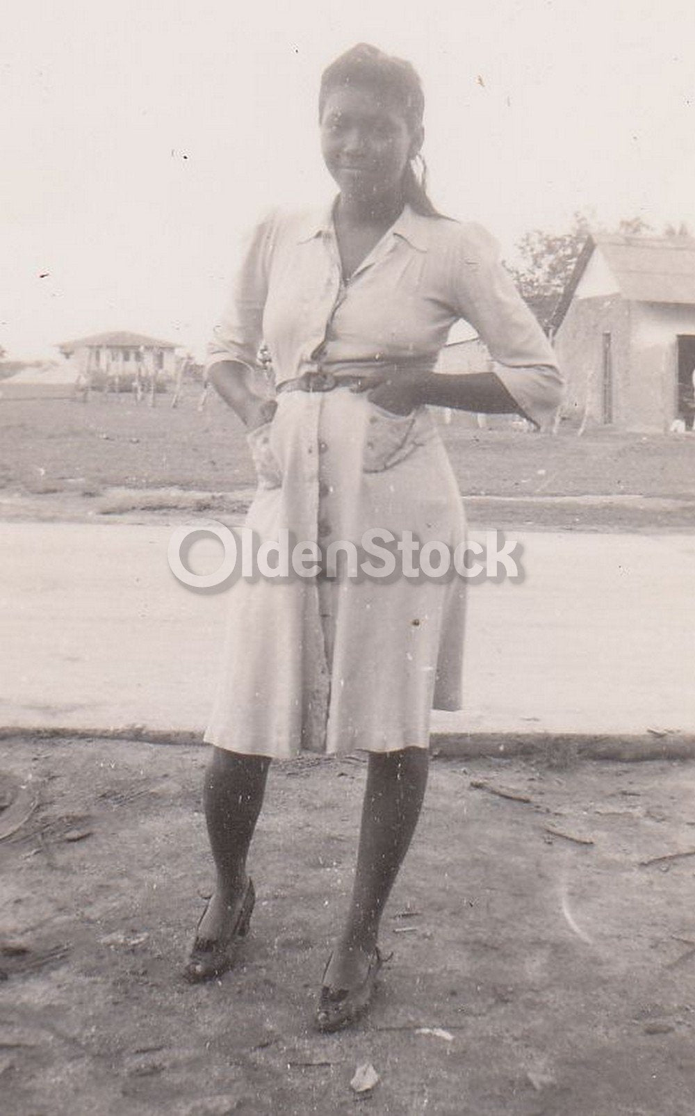 Cute Panamanian Woman in Dress Vintage WWII Panama Girl Snapshot Photos Lot
